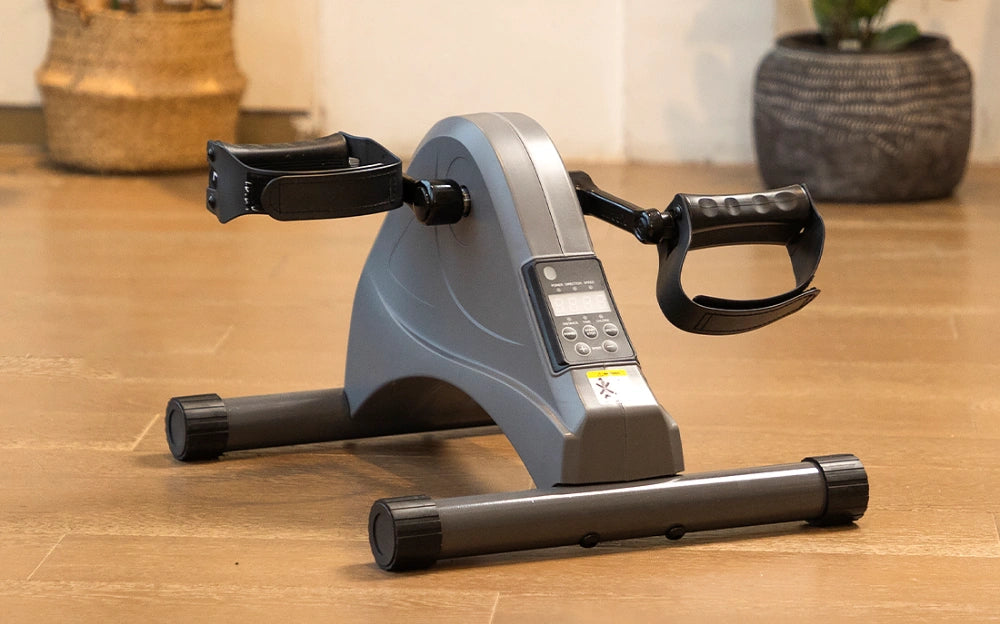 Mini electric exercise bike enables you to work out anywhere