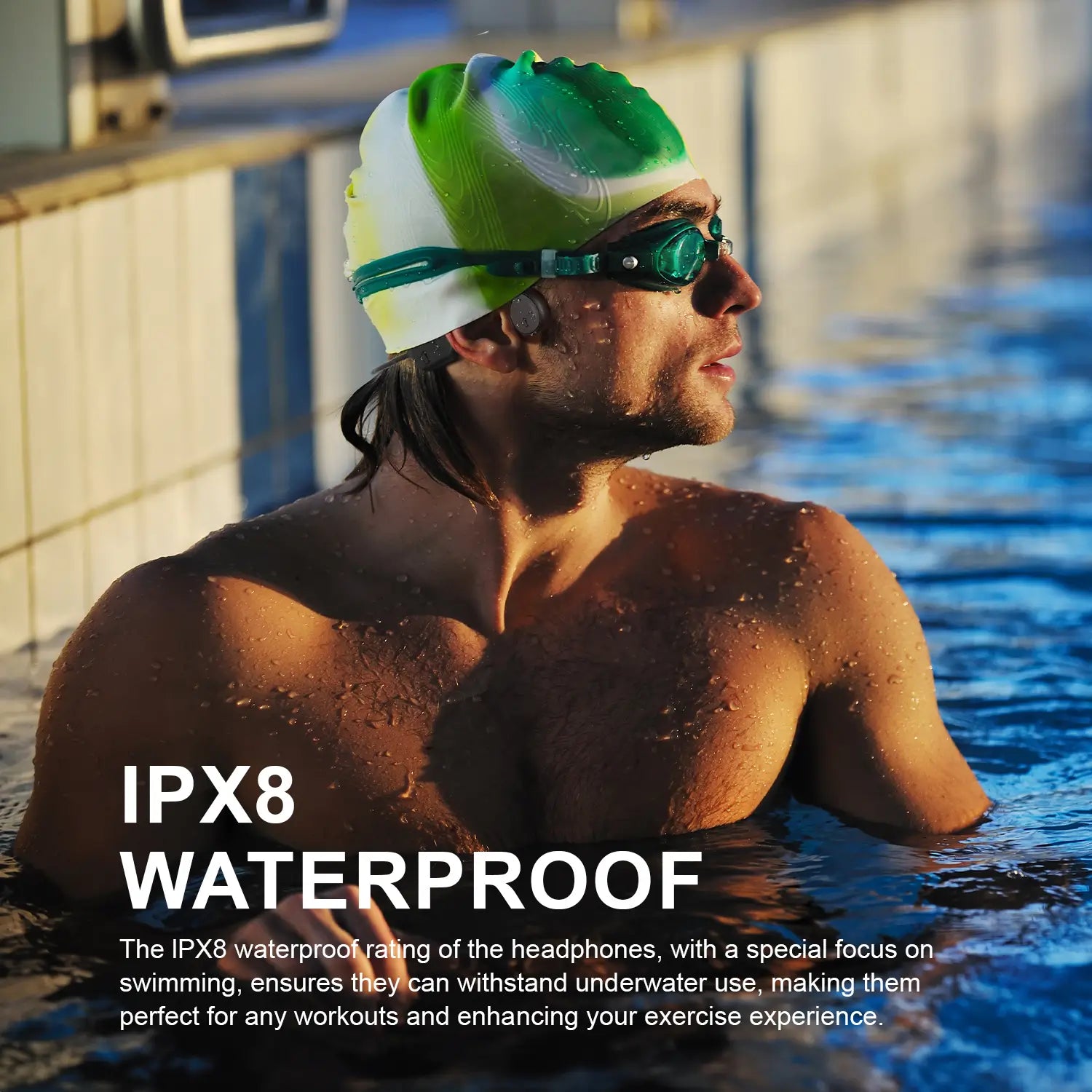 Tousains bone conduction headphones with IPX8 waterproof feature