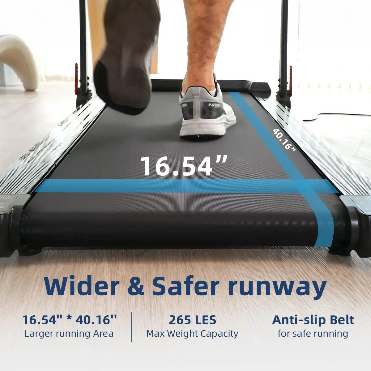 Tousains 2 in 1 incline treadmill with wider and safer runway